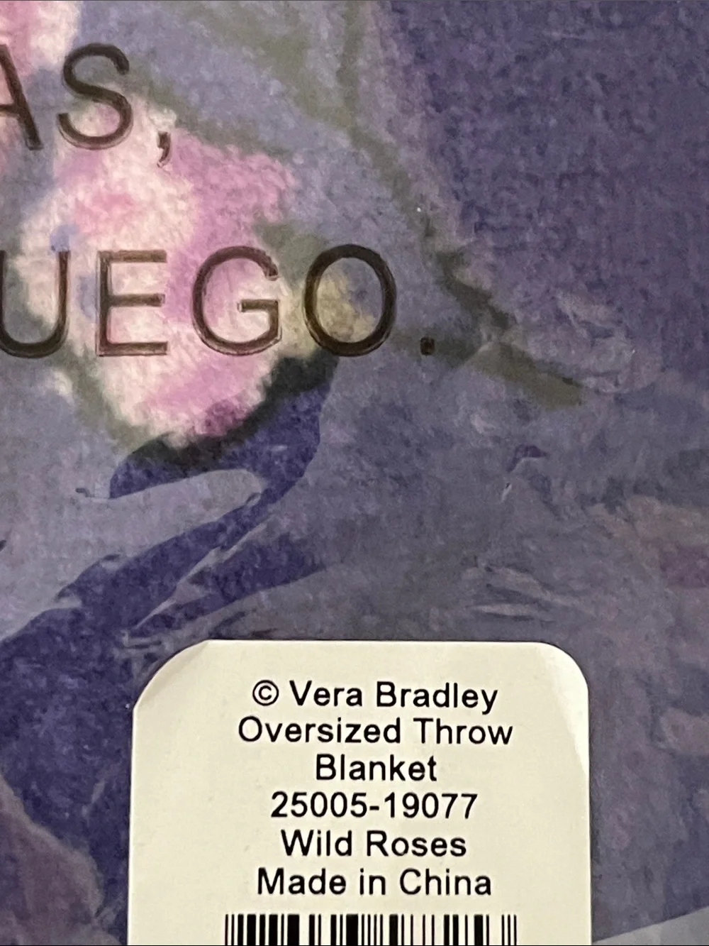 Vera Bradley Purple Wild Roses  Cozy Throw Blanket Xl 94 X66